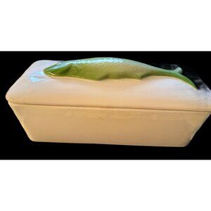 Villeroy & Boch  Fish Cooker Canister  Rectangle Lidded Container Green Fish